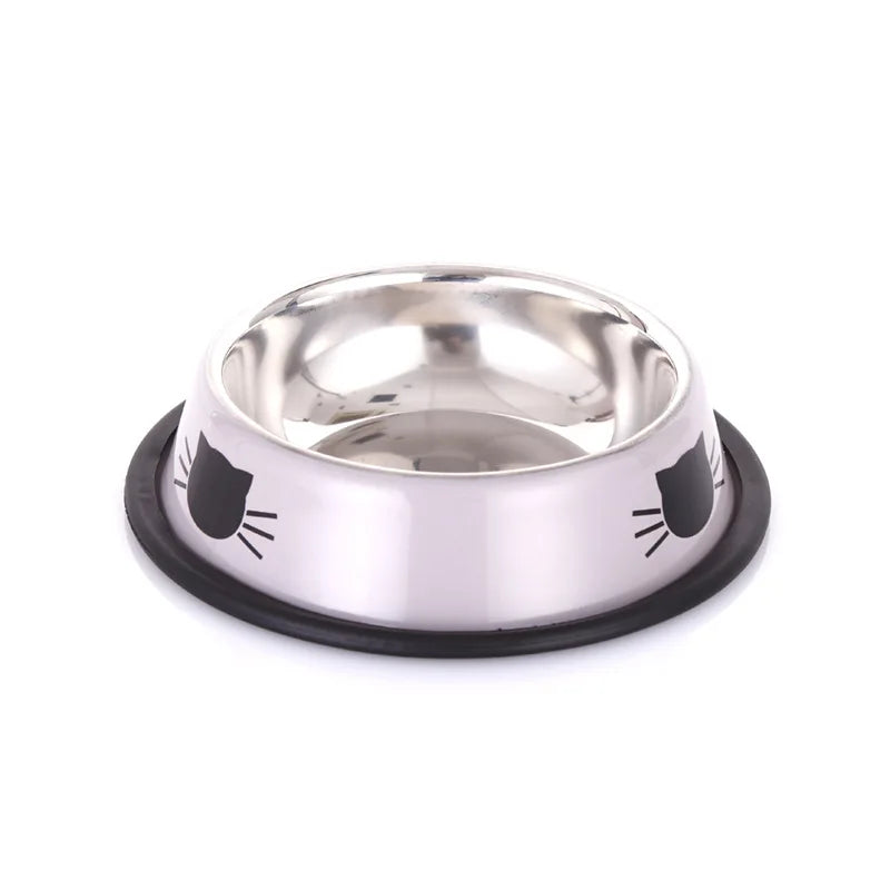 Stainless Steel Cat Bowls Pet Steel Bowl Set Food Water Bowl for Dogs and Cats Anti-skid Feeder Supplies for Small Dogs Cats