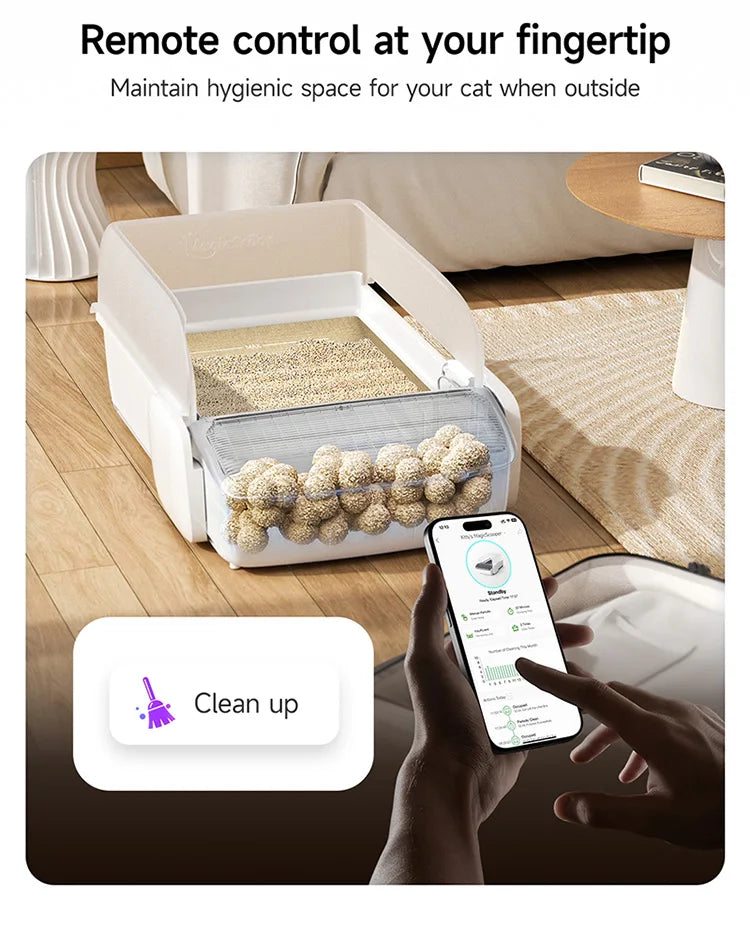 7L Plastic Automatic Cat Litter Box APP Control Smart Open-top Self-cleaning for Cat Toilet Customized LOGO