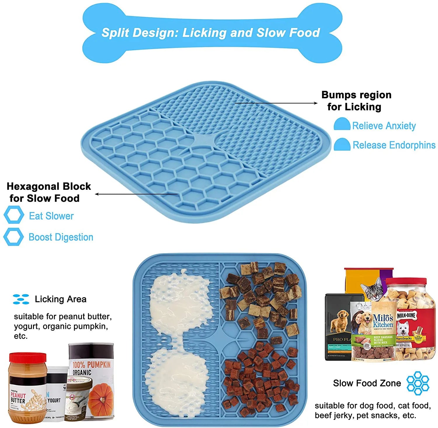 Eco-Friendly Silicone Dog Lick Mat Slow Feeder Pad with Strong Suction Cup for Dogs