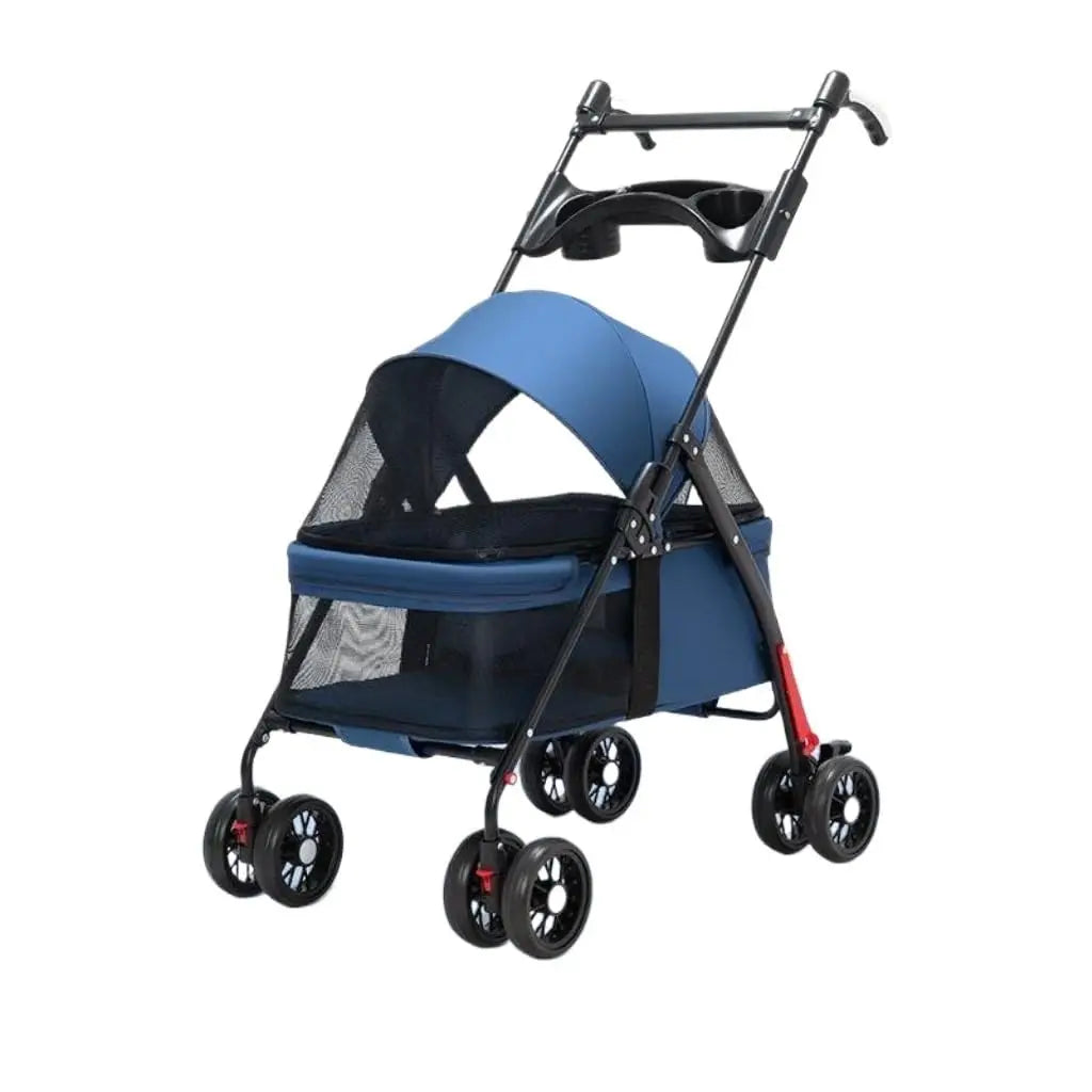 Pet Stroller Small Pull Cart Puppy Dog Walking Cart Lightweight Foldable Oxford Adjustable Zipper for Outdoor Use