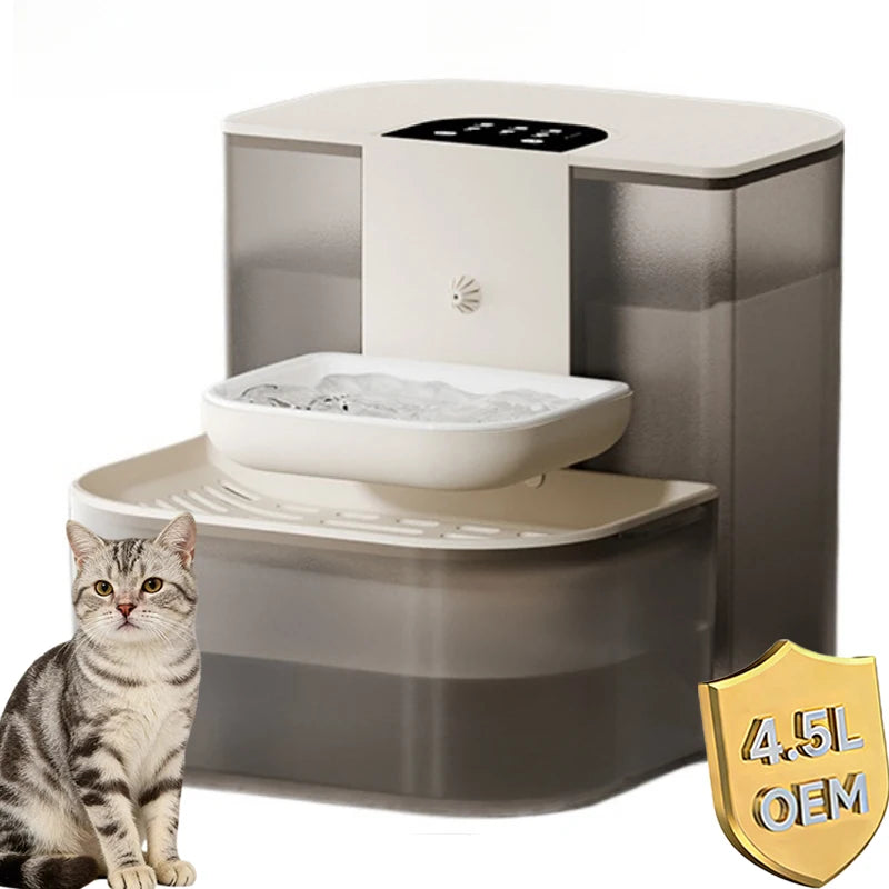 4.5L Automatic Cat Water Fountain Remote Control Plastic Battery Powered Indoor Use Clean Dirty Separation Constant Temperature