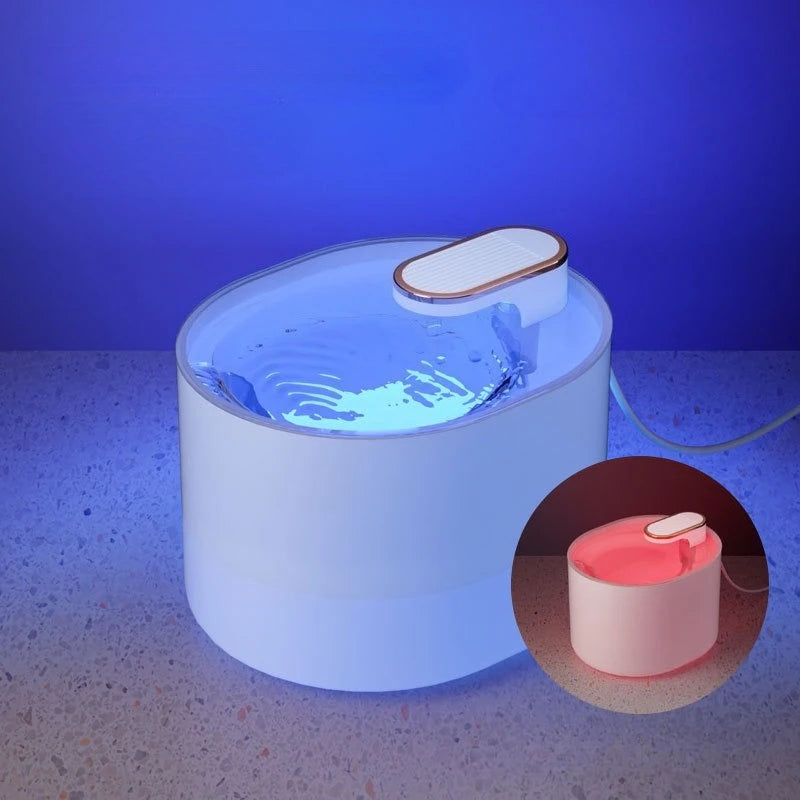 3L Automatic Smart Cat Water Fountain With LED Lights for Water Shortage Alert USB Rechargeable Cat Drinking Dispenser