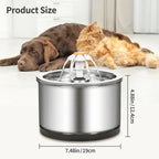 Ultra Quiet 2.5L Stainless Steel Pet Cat Water Fountain LED Light Eco-friendly Automatic Recirculation Filtration System Stylish