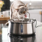 134oz/4L Automatic Stainless Steel Cat Water Fountain With Water Level Window Indoor Pet Water Dispenser With Faucet Kit