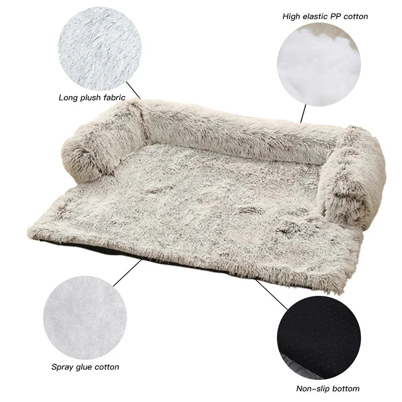 Detachable Pet Sofa Protector Washable Large Dog Bed Calming Bed for Large Dogs Pad Blanket Winter Warm Cat Bed Mat Couches