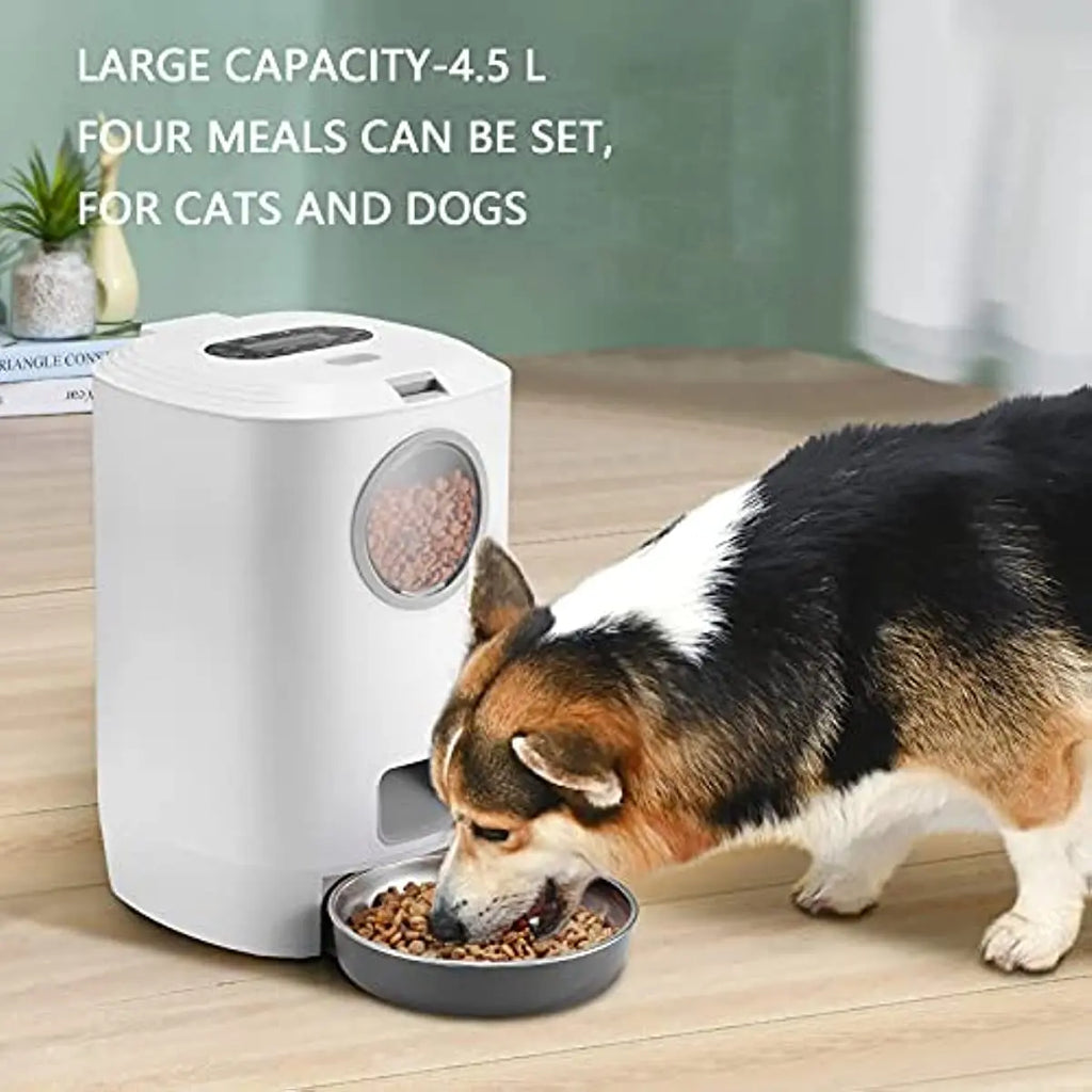4.5L Automatic Dog Feeder With Vsible Windows Smart Pet Feeder for Cat and Dogs Auto 4 Meals Feeding Button Control Dog Feeder