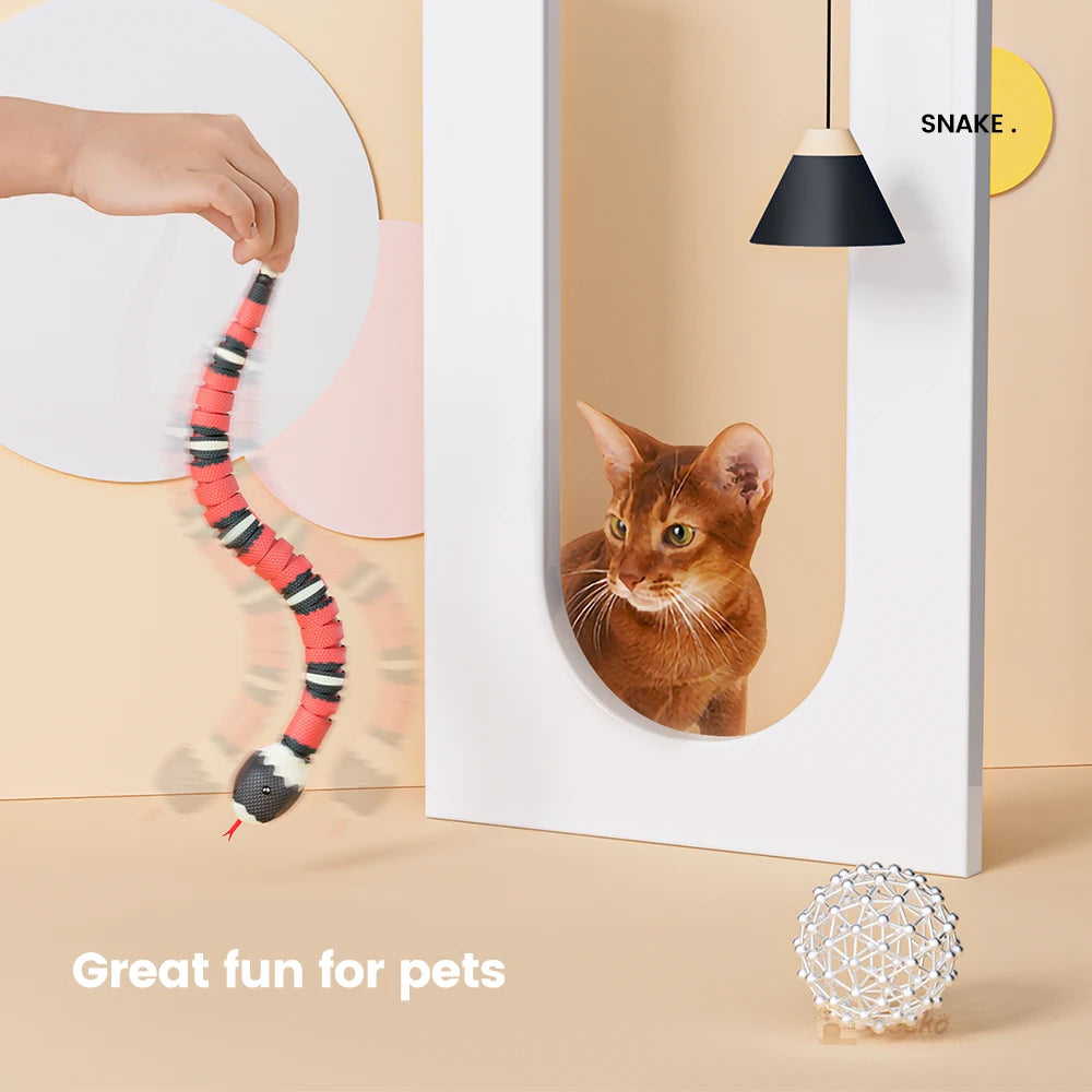 Smart Sensing Snake Cat Toys Interactive Electronic Pet Toys USB Charging Cats Accessories for Pet Game Play Toy Cat