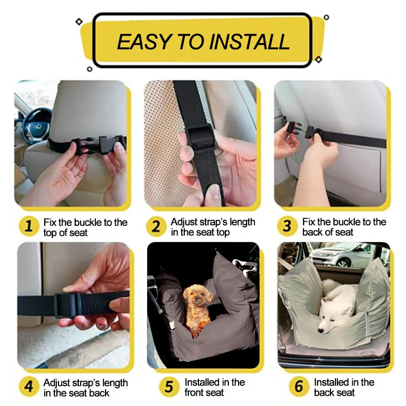 Waterproof Eco-Friendly Modern Dog Car Seat Travel Dog Bed Nest for Small Medium Dogs Puppy Detachable and Washable Pet Supplies