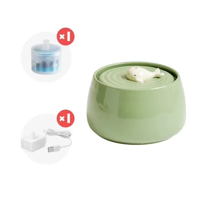 Cute Dual-Grain Ceramic Cat Bowl Anti-Overturning Can Head Plate Double-Layer Food & Water Bowl for Pets & Dogs
