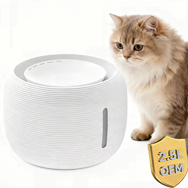 2.5L Plastic Automatic Cat Water Fountain with Silent Circulation Sensing Portable Indoor Pet Water Dispenser