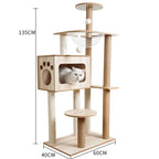 Eco-Friendly Cat Scratcher Tower with Sisal Posts and Wood Frame Cat Toys Tree Hammock Climbing Frame Carton Packed