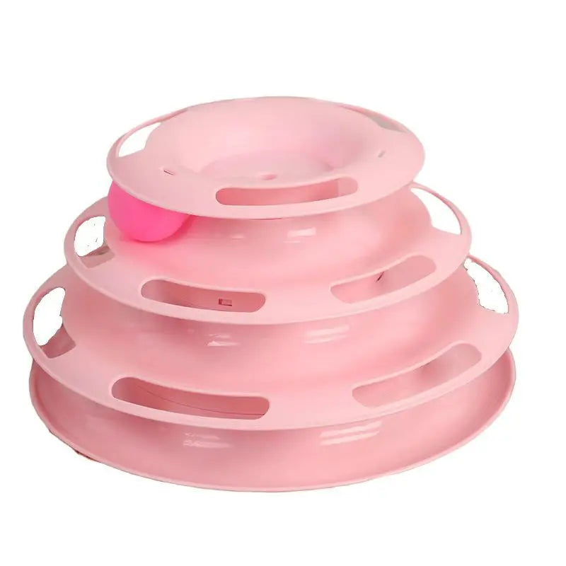 3-Level Interactive Plastic Cat Toy Pet Training Roller Amusement Plate Balls Puzzle Mental Physical Exercise Sustainable