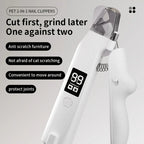 2 in 1 Pet Nail Trimmer Electric Dog Nail Grinder with 2 LED Lights USB Rechargeable Cat Nail Clipper Suitable for Dogs and Cats