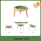 Ceramic Cat Bowl with Wood Stand High Shelf Tableware Set Puppy Double Food Bowls Small Dog Water Bowl Cat Feeder Pet Supplies