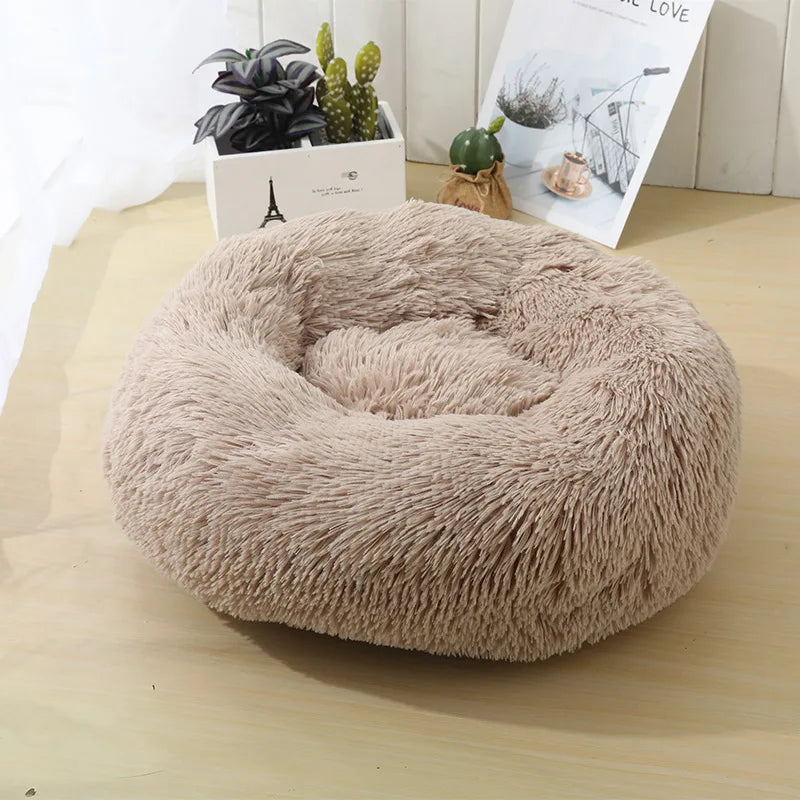 100CM Eco-Friendly Breathable Solid Plush Dog Bed with PP Cotton Material Round Design for Dogs