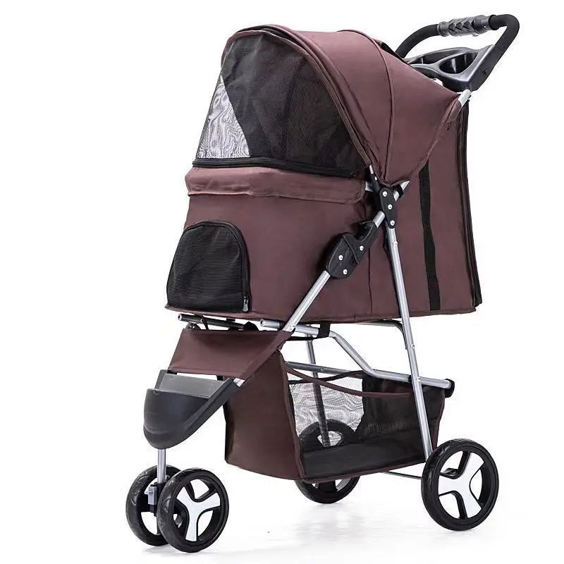 Dog Stroller Pet Trrolley for Small Medium Dogs Cats Foldable Dog Jogging Cage Travel Carrier with Cup Holder and Storage Basket