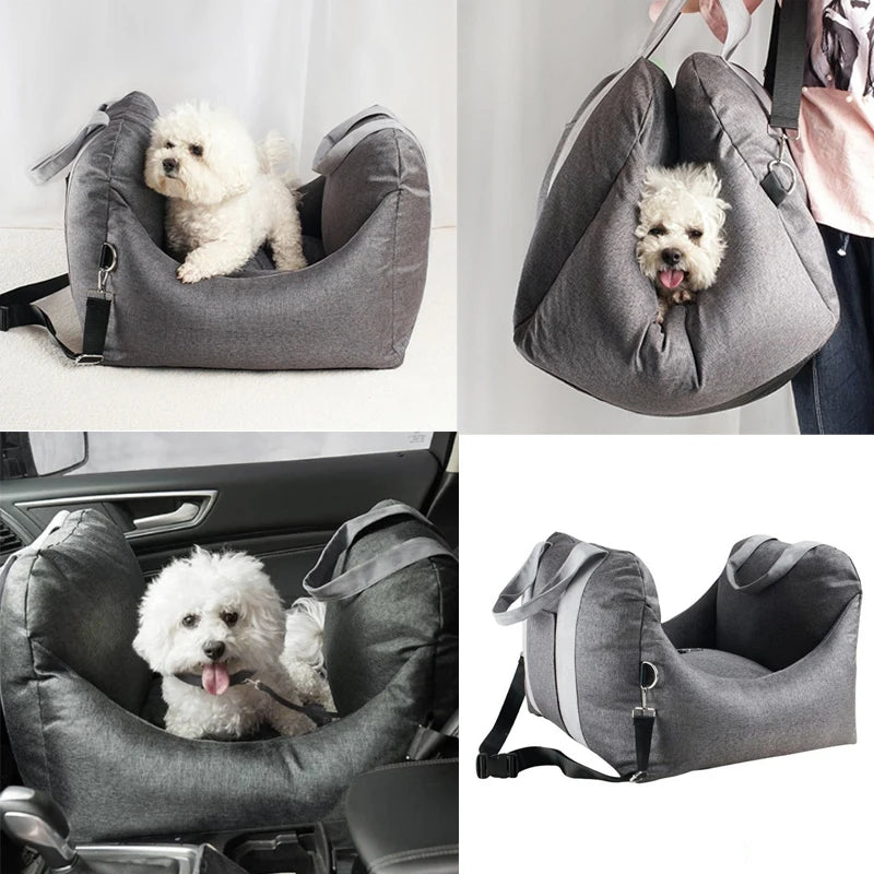 Portable Car Seat for Dogs Solid Pattern Pet Booster Seat with Safety Belt Washable Puppy Car Products Travel Dog Carrier