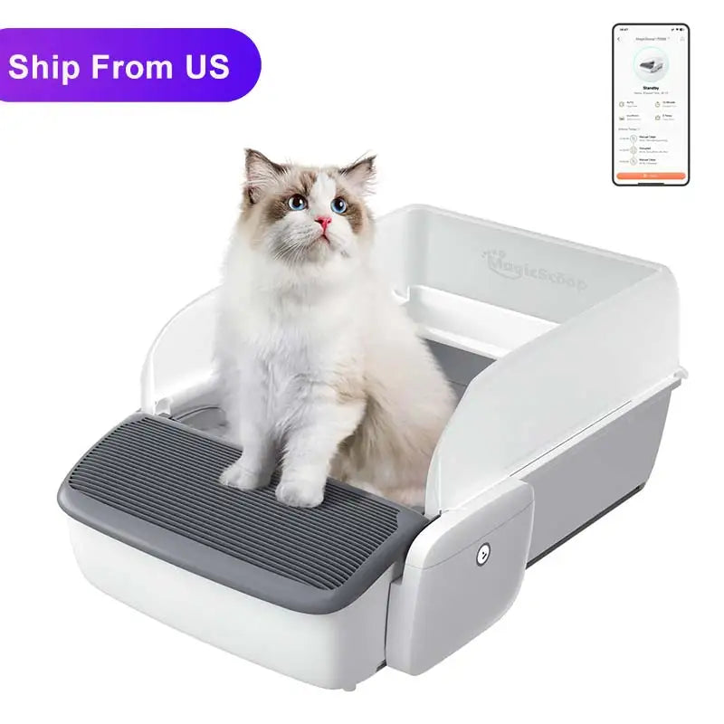 US Warehouse Automatic Cat Toilet Self-cleaning Intelligent Cat Litter Box App Remote Control Automatic Cat Toilet Litter Box
