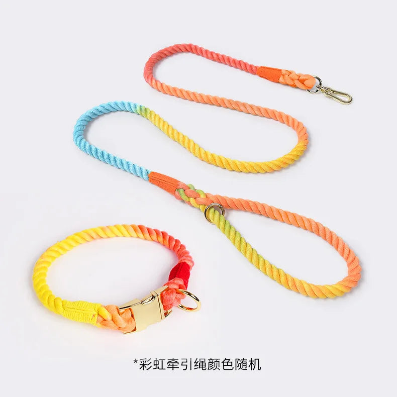 Large Medium Small Dog Products Personalized Pet Bow Tie Color Gradient Collar Metal Buckle Alloy D-Hook Polyester Cotton