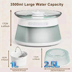 3.5L Smart Glass Cat Water Fountain with Sensor No Filter Required Wastewater Separation Wireless 4000mAh Battery OEM ODM