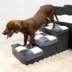 Luxury Chessboard Handcrafted 3 Steps Dog Stairs With Storage Napsteps Foldable Dog Bed Space Convenient Safe Pet Stairs for Dog