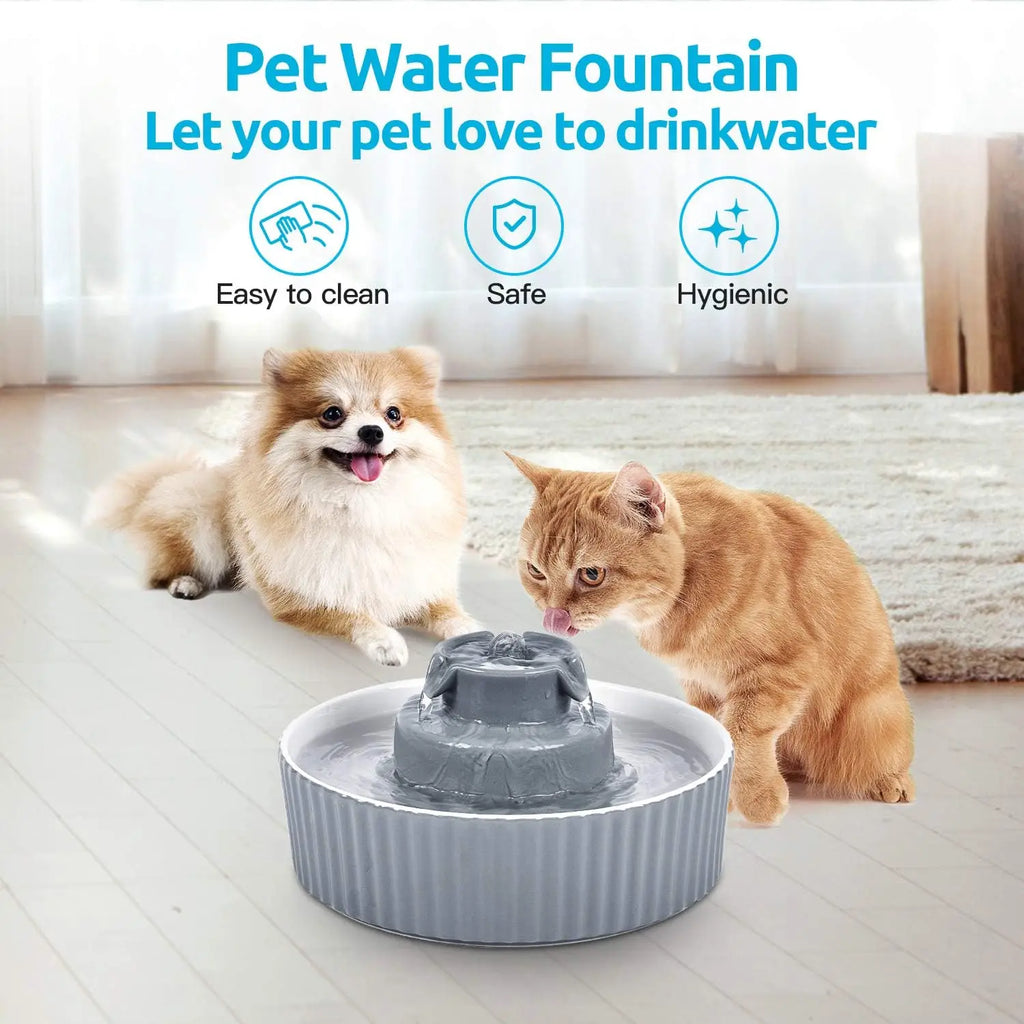 2..1L Ceramic Cat Bowl Cat Fountain with Activated Carbon Filter Custom LOGO Pet Water Dispenser Automatic for Cat Dog Drinking