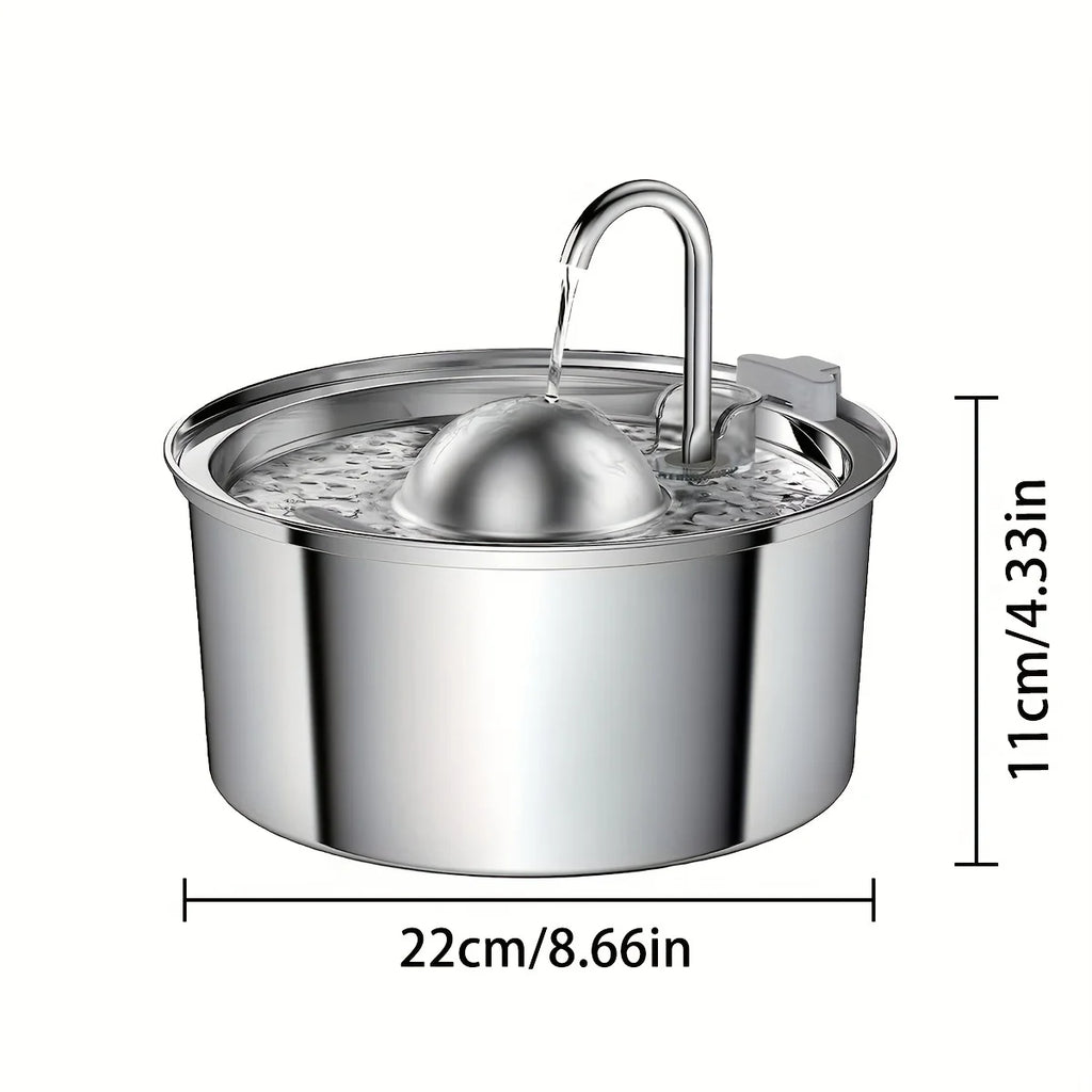 3.2L Ultra-Quiet Stainless Steel Cat Water Fountain Eco-Friendly Luxurious Pet Drinking Fountain with Automatic Filter Sensor