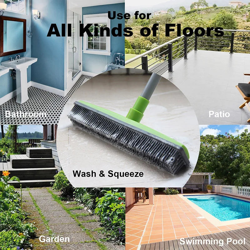Adjustable Rubber Pet Hair Removal Broom Brush Dust Scraper Carpet Sweeper Wash Mop Telescopic Window Car Floor Cleaner