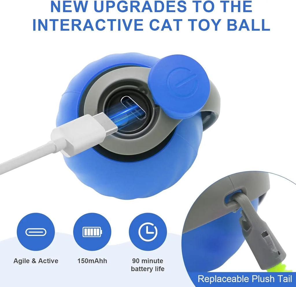 Interactive Cat Toy for Home Electric Automatic Cat Toy Ball Rechargeable Pet Toy with Irregular Movement Cat Hunting
