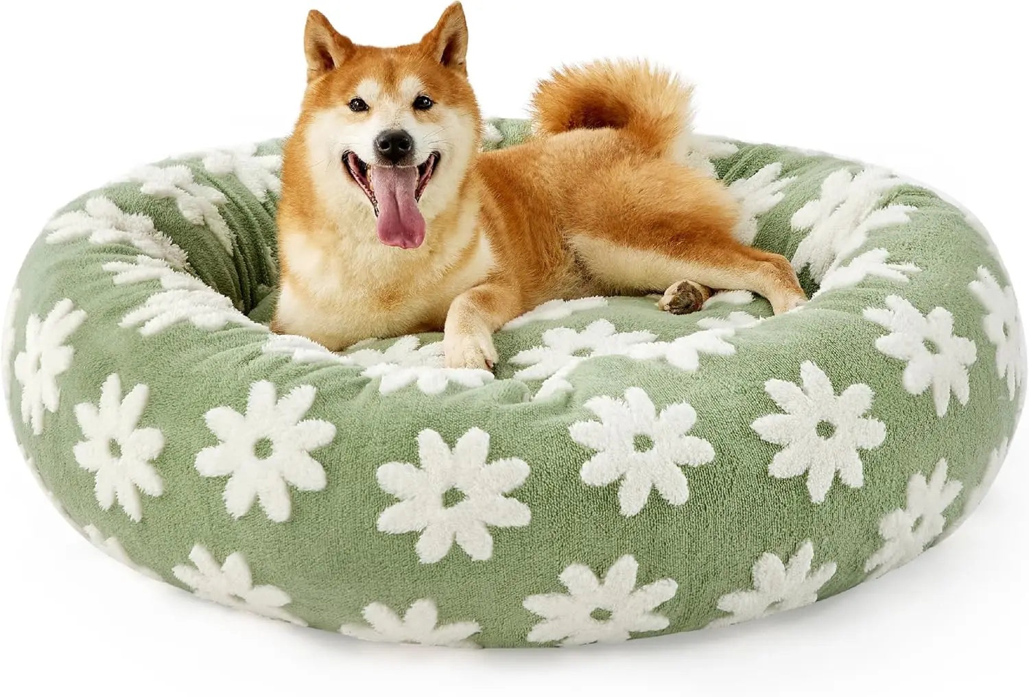 Donut Small Dog Bed Round Cat Beds for Indoor Cats Anti-Anxiety Calming Pet Beds Washable Cute Modern Cat Nest