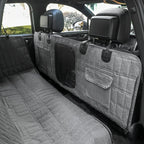 Luxury Plaid Waterproof Detachable Pet Seat Cover for the Back of the Car Split Into Two Pockets with Mesh and Safety Leash