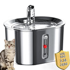 2.5L/85oz Cat Water Fountain Stainless Steel Automatic Cat Water Dispenser with Water Level Window Cat Fountain