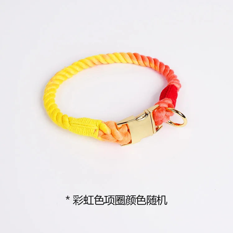 Large Medium Small Dog Products Personalized Pet Bow Tie Color Gradient Collar Metal Buckle Alloy D-Hook Polyester Cotton
