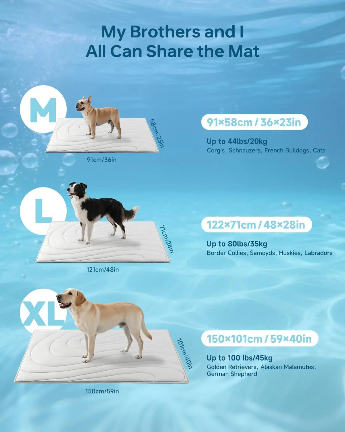 Custom Dog Cooling Mat for Dogs Self-Cooling Dog Bed with Arc-Chill Technology Non-Slip Washable Pet Pad for Small & Medium Dogs