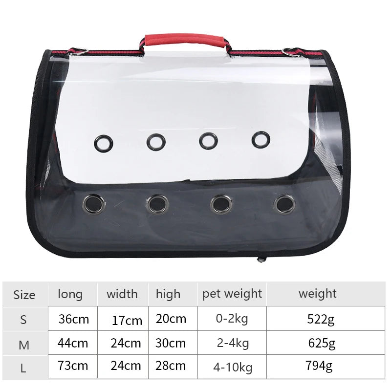Transparent Cat Carrier Outdoor Breathable Travel Handbag Puppy Carrier Shoulder Dog Bag Portable Bag Pet Manufacturer Supplies