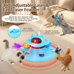 4 in 1 Automatic Interactive Plastic Cat Toy Rechargeable Indoor Kitten Toys with Feather and Track Balls