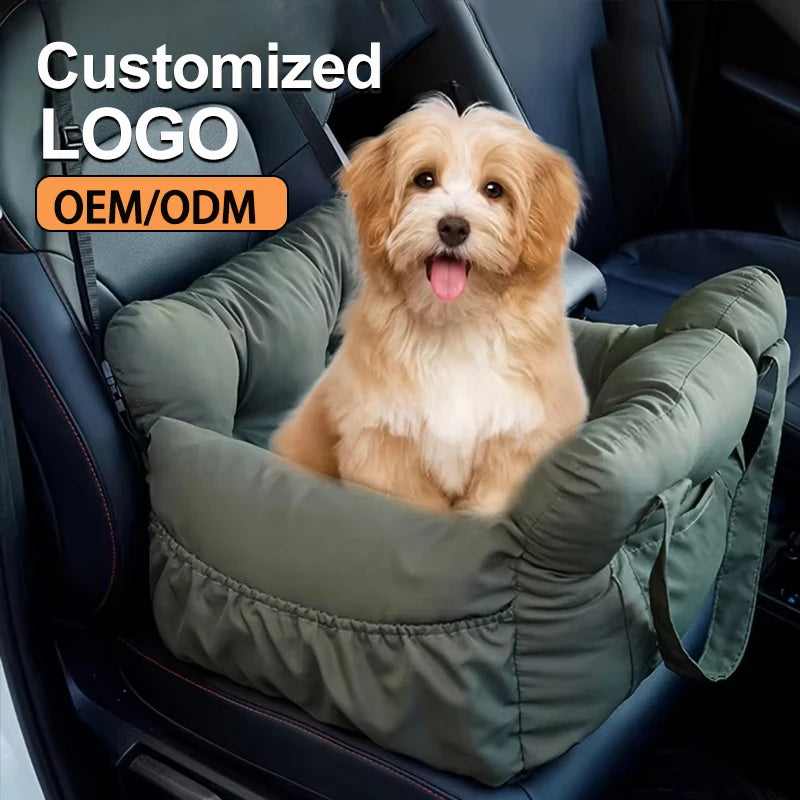OEM Cozy Pet Adjustable Soft Warm Kennel Bed Portable Washable Dog Car Seat with Easy Installation Solid Pattern Travel Carrier