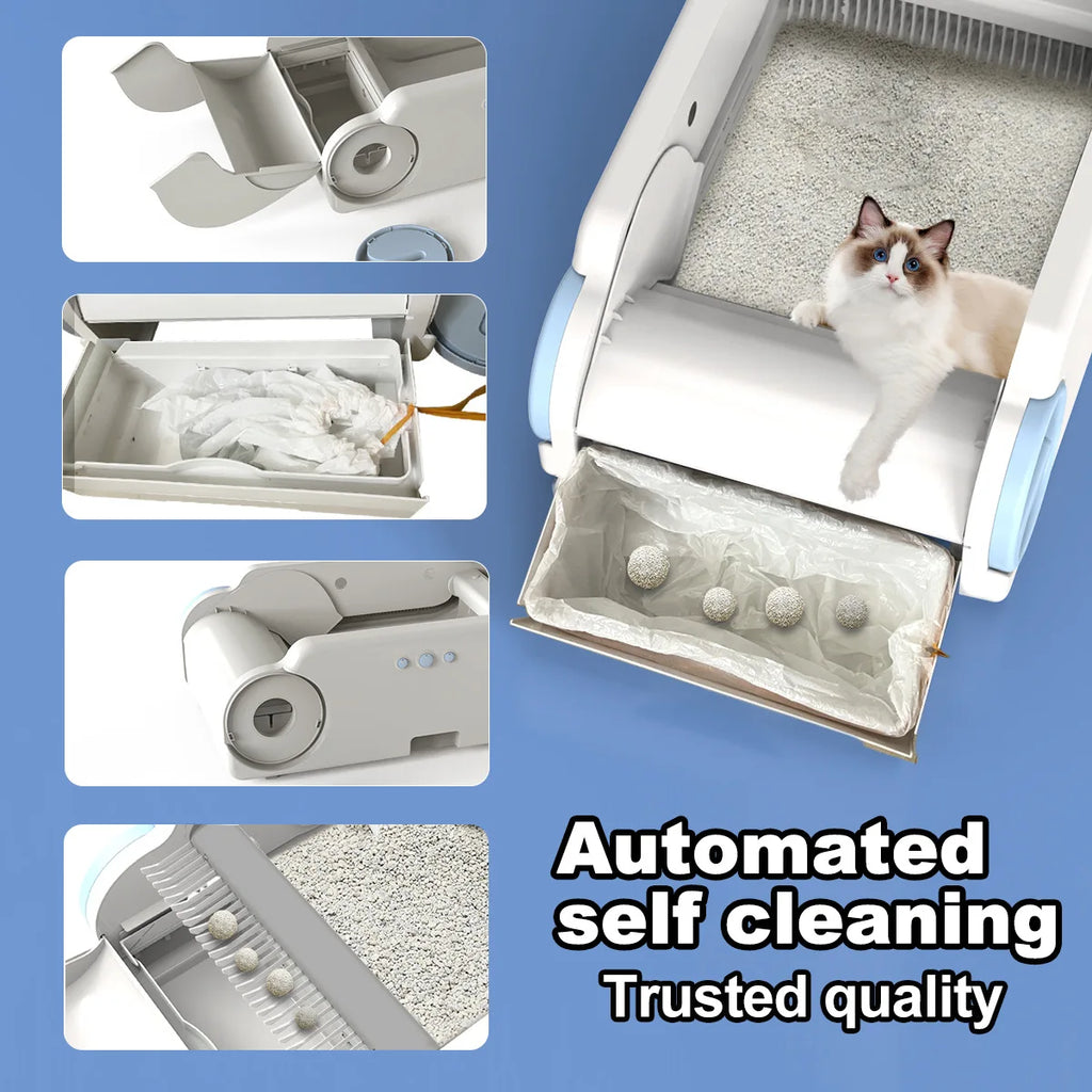 Open Design Automatic Cat Litter Cat Pan App Control Auto Clean Smart Litter Pan Pet Cat Supplies
