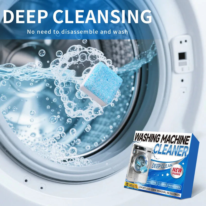 Washing Machine Tub Cleaner Descaler of 12/24pcs Pack-Deep Cleaning Tablets Odor Removing Tablets for Washer Laundry Supplies