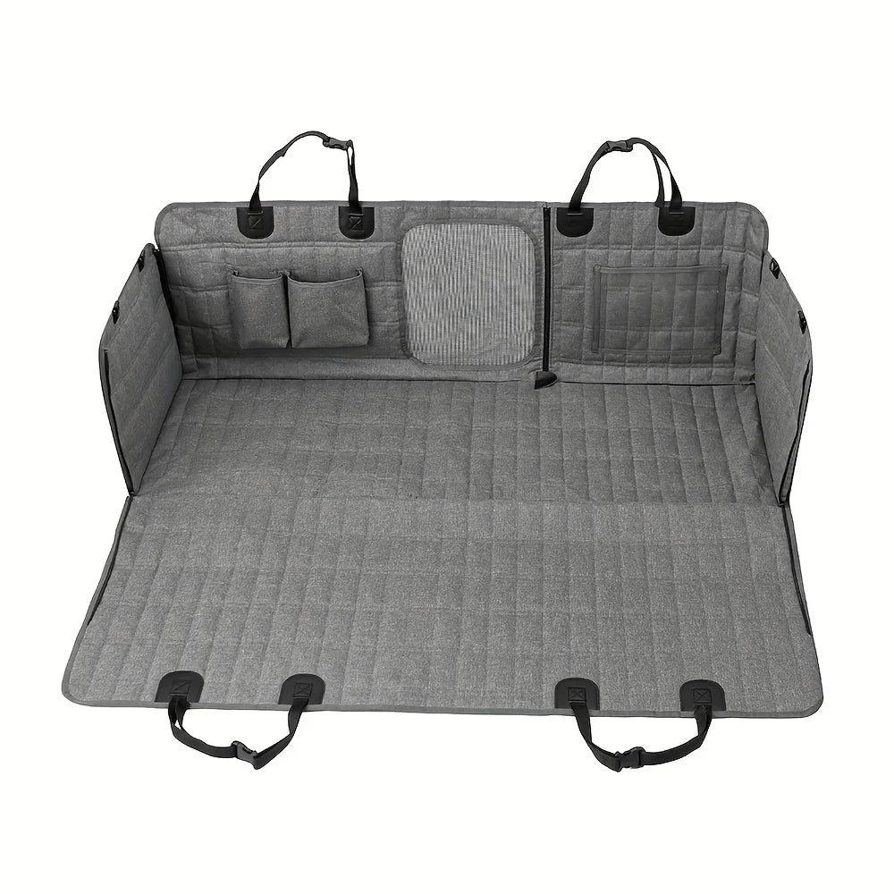 Detachable Waterproof Dog Car Seat Cover with Side Pocket Durable Fabric Pet Vehicle Pet Car Seat Cover Dog Bed