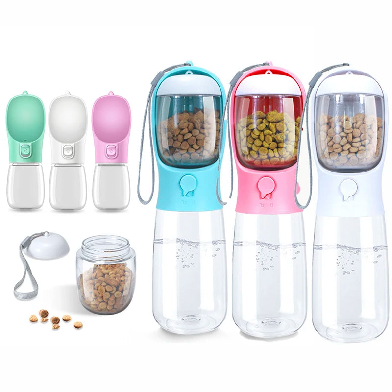 3 in 1 Dog Water Bottle Pet Bowls & Feeders Dog Water Bottle with Food Storage 550ml Outdoor Travel Pet Water Bottle