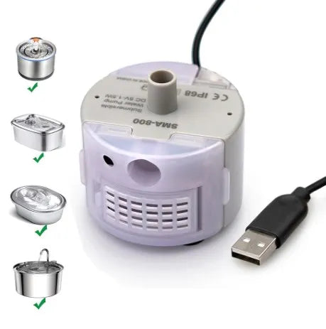Ultra Quiet Automatic Cat Water Fountain Pump for LED Light 3.2L Smart Pet Water Fountain Replacement Pump