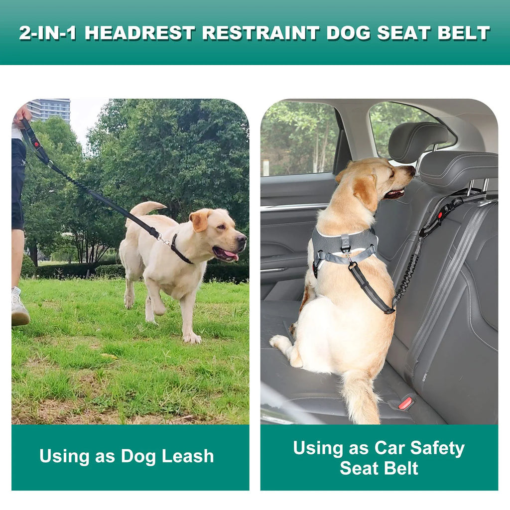 Dog Car Seat Belt Seatbelt Harness Adjustable Metal Buckle Elastic Reflective Vehicle Car Tether for Small Medium Large Dogs