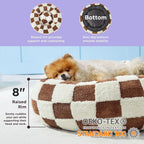 Donut Small Dog Bed Round Cat Beds for Indoor Cats Anti-Anxiety Calming Pet Beds Washable Cute Modern Cat Nest