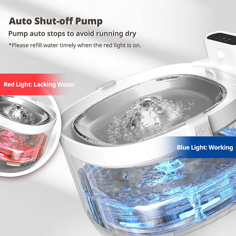 2L Automatic Wireless Eco-Friendly Stylish Cat Water Fountain Motion Sensor Pet Water Dispenser Stainless Steel Pet Feeder