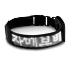 Customizable LED Display Dog Collar Designer Striped Rechargeable Night Luminous Adjustable Anti-Lost Safety Collar Made Nylon