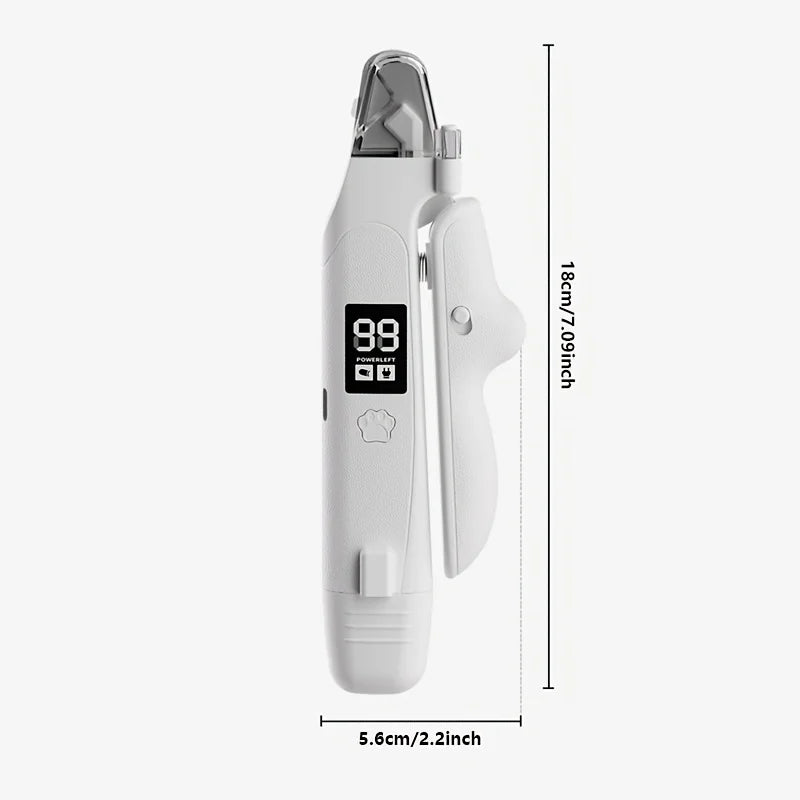 2 in 1 Pet Nail Trimmer Electric Dog Nail Grinder with 2 LED Lights USB Rechargeable Cat Nail Clipper Suitable for Dogs and Cats
