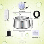 4L Stainless Steel Cat Water Fountain Automatic Pet Water Dispenser Ultra Quiet Dog Water Fountain with Filter for Cat Fountain