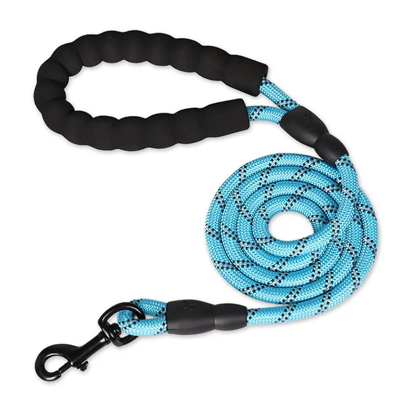 1.5M Comfortable Dog Training Leash Reflective Padded Handle Strong Heavy Duty Nylon Rope Durable Personalized Striped Pattern