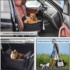 Waterproof Dog Car Seat Portable Elevated Pet Booster Seat with Ideal for Small Large Dogs Non-Slip Travel Dog Bed for Vehicle